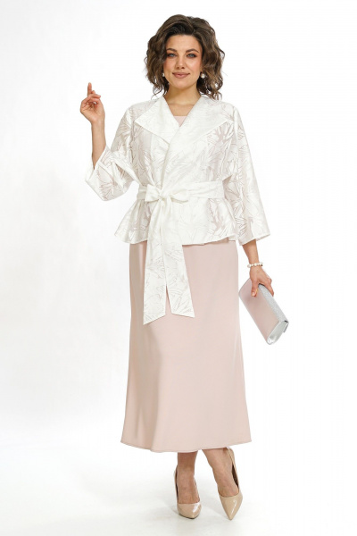 Блуза, платье Alani Collection 2519 пудра-белый - фото 8