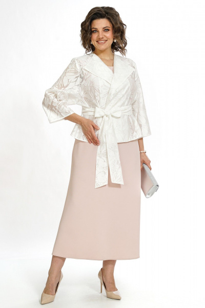 Блуза, платье Alani Collection 2519 пудра-белый - фото 7