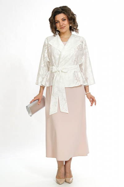 Блуза, платье Alani Collection 2519 пудра-белый - фото 6