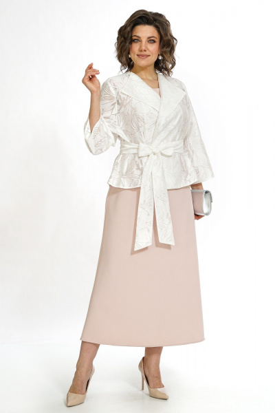 Блуза, платье Alani Collection 2519 пудра-белый - фото 1