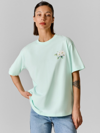 Футболка Mark Formelle 112678/25-38245П-0 голубой_опал_печать_3_сл_на_пол - фото 1