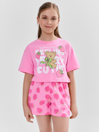 Футболка, шорты Mark Formelle 397764/25-39265П-0 фламинго_клубника_на_розовом_3_сл_на_пол - фото 1