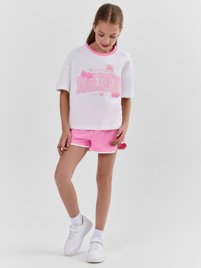 Футболка, шорты Mark Formelle 397769/26-45390П-7 белый_фламинго_печать_2_сл_на_пол - фото 1