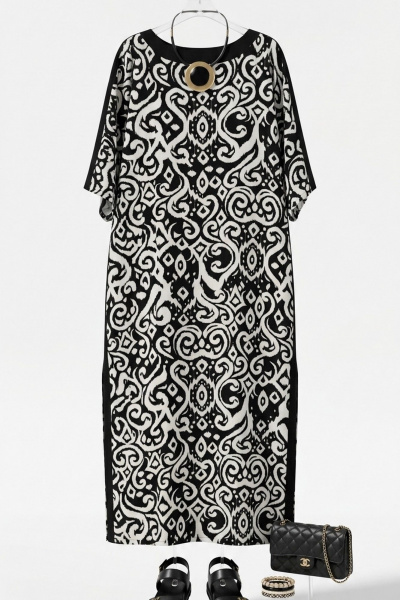 Платье Vittoria Queen 28073 черно-бежевый_принт - фото 7