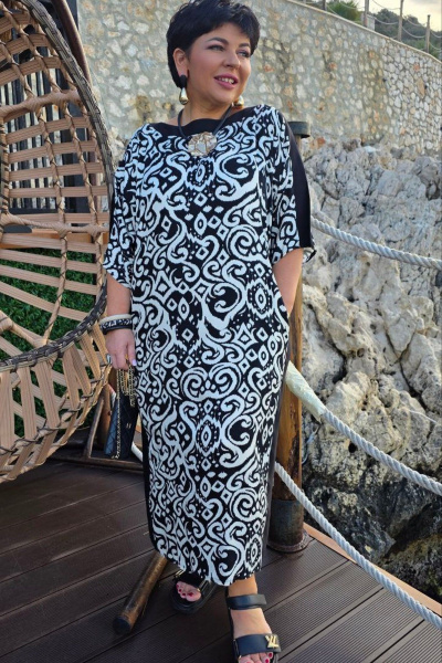 Платье Vittoria Queen 28073 черно-бежевый_принт - фото 6