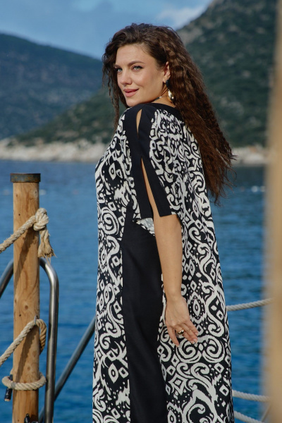 Платье Vittoria Queen 28073 черно-бежевый_принт - фото 4