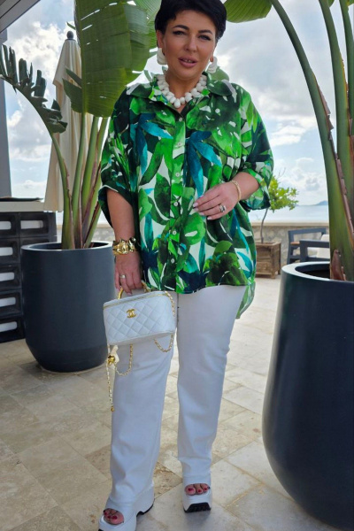 Блуза Vittoria Queen 28313/1бл зеленый_принт - фото 7