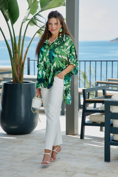 Блуза Vittoria Queen 28313/1бл зеленый_принт - фото 3