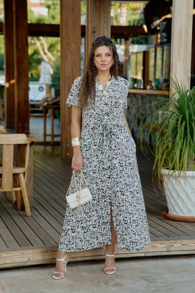 Платье Vittoria Queen 28673 молочно-черный_принт - фото 1