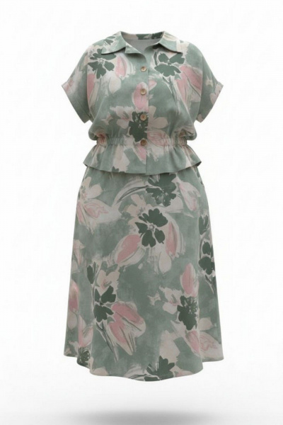 Блуза, юбка Vittoria Queen 28813 зеленый-меланж - фото 7