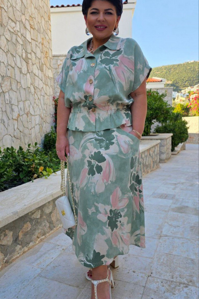 Блуза, юбка Vittoria Queen 28813 зеленый-меланж - фото 6