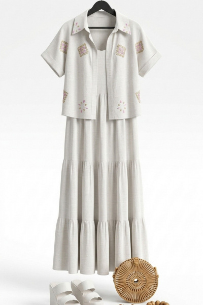 Блуза, платье Vittoria Queen 29203 кремовый - фото 6