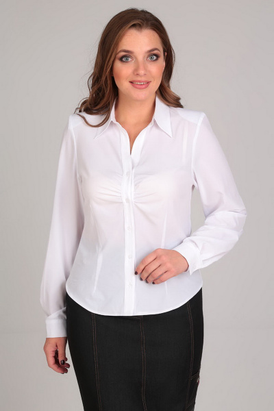Блуза из текстиля с застежкой на планку и сборками Таир-Гранд 62314 белый - фото 1