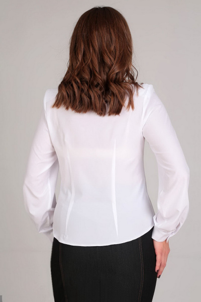 Блуза из текстиля с застежкой на планку и сборками Таир-Гранд 62314 белый - фото 2