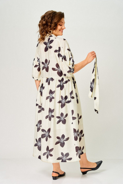 Платье Милора-стиль 1451 молочный/темные цветы - фото 8
