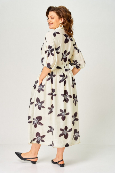 Платье Милора-стиль 1451 молочный/темные цветы - фото 7