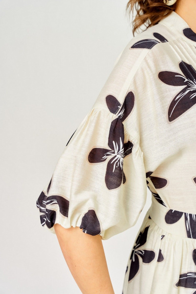 Платье Милора-стиль 1451 молочный/темные цветы - фото 6