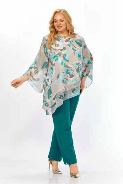 Блуза, брюки Элль-стиль 2459.1 бирюза - фото 19
