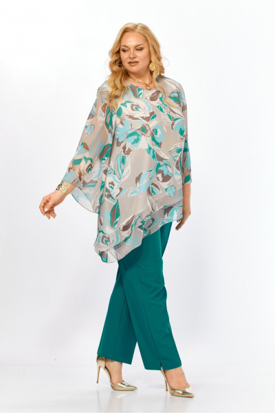 Блуза, брюки Элль-стиль 2459.1 бирюза - фото 16