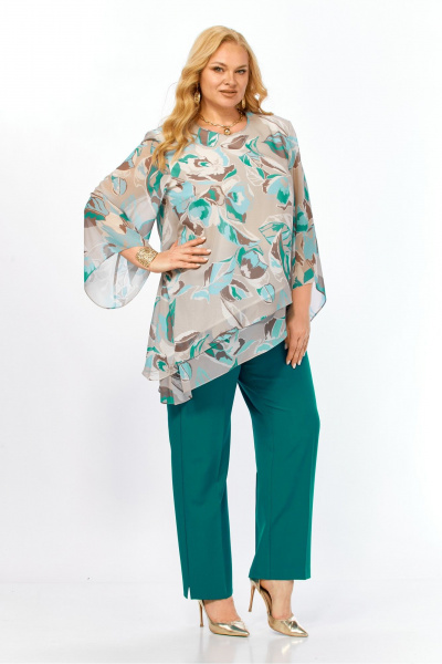 Блуза, брюки Элль-стиль 2459.1 бирюза - фото 15