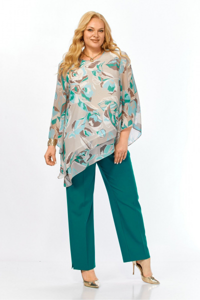 Блуза, брюки Элль-стиль 2459.1 бирюза - фото 14