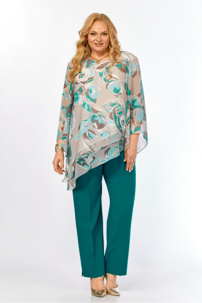 Блуза, брюки Элль-стиль 2459.1 бирюза - фото 12