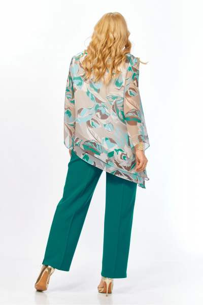Блуза, брюки Элль-стиль 2459.1 бирюза - фото 11