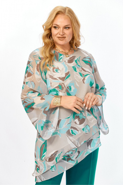 Блуза, брюки Элль-стиль 2459.1 бирюза - фото 4