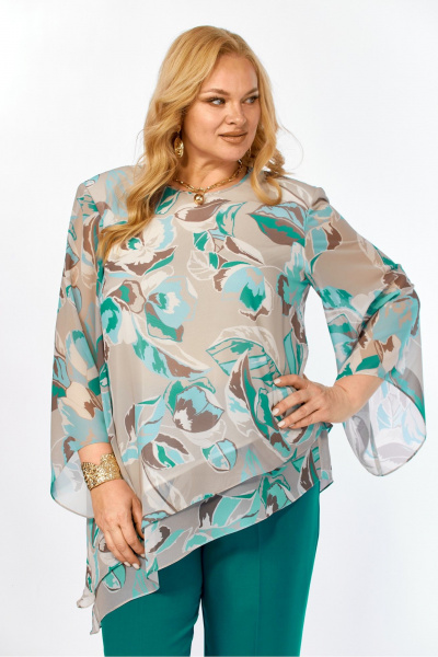 Блуза Элль-стиль 2459.1а бирюза - фото 10