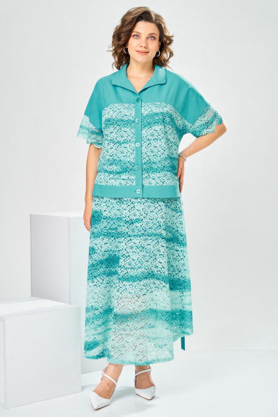 Жакет, юбка Romanovich Style 2-2904 бирюзовый - фото 2