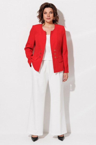 Брюки, жакет, топ ANASTASIA MAK 1123 красный+молочный - фото 5