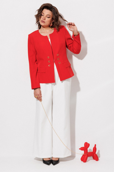 Брюки, жакет, топ ANASTASIA MAK 1123 красный+молочный - фото 2