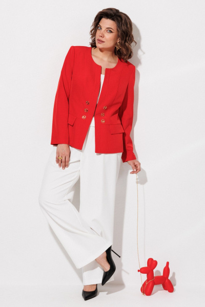 Брюки, жакет, топ ANASTASIA MAK 1123 красный+молочный - фото 1