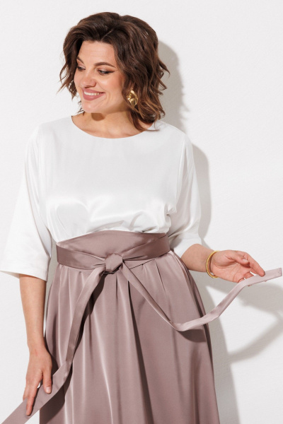 Платье ANASTASIA MAK 1229 жемчужный+капучино - фото 9