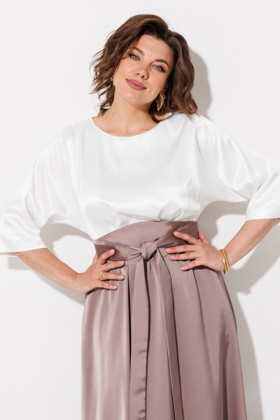 Платье ANASTASIA MAK 1229 жемчужный+капучино - фото 8