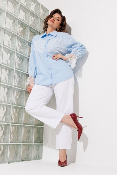 Блуза ANASTASIA MAK 1352 голубой - фото 6