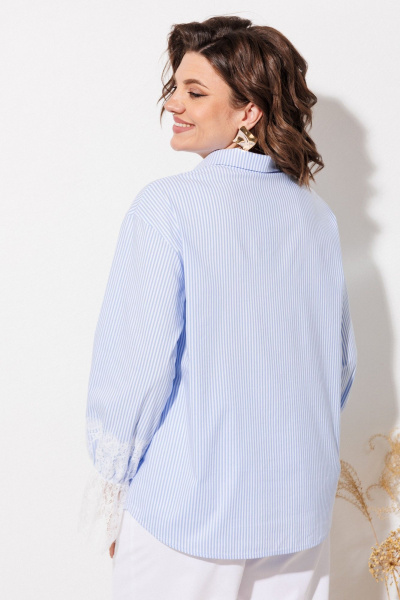 Блуза ANASTASIA MAK 1352 голубой+полоска - фото 9