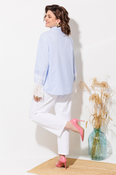 Блуза ANASTASIA MAK 1352 голубой+полоска - фото 5