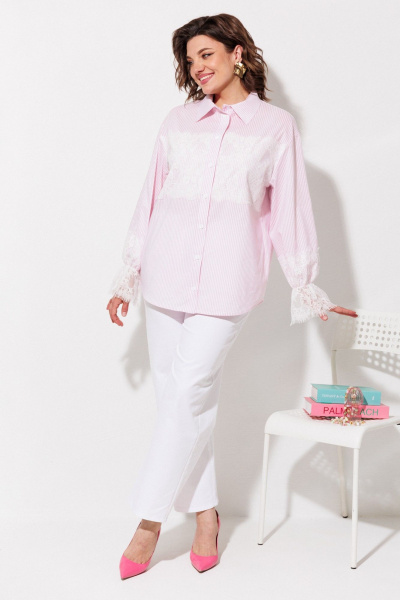 Блуза ANASTASIA MAK 1352 розовый+полоска - фото 12