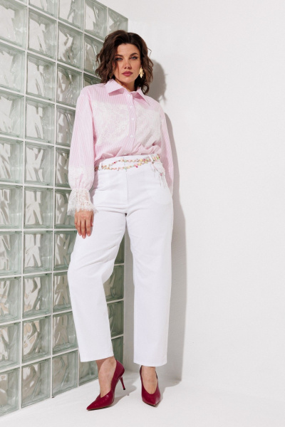 Блуза ANASTASIA MAK 1352 розовый+полоска - фото 9