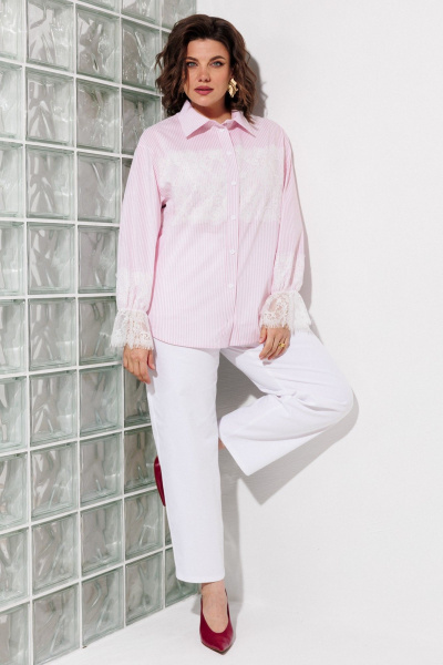 Блуза ANASTASIA MAK 1352 розовый+полоска - фото 5