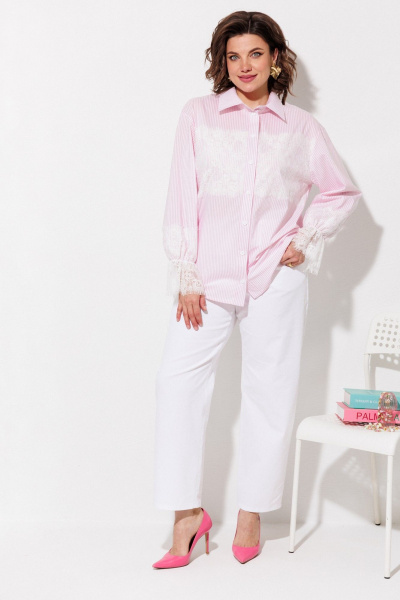 Блуза ANASTASIA MAK 1352 розовый+полоска - фото 4