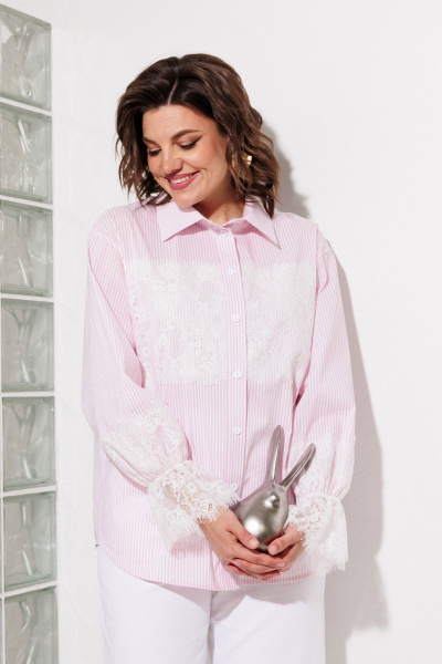 Блуза ANASTASIA MAK 1352 розовый+полоска - фото 2