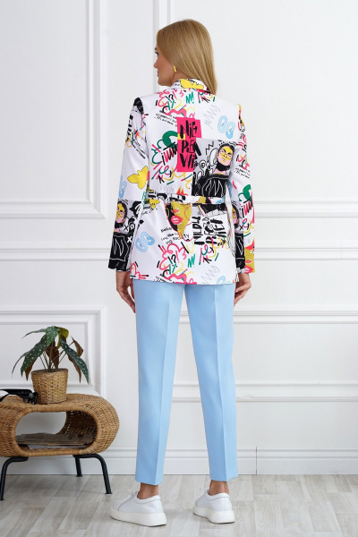 Брюки, жакет, топ Alani Collection 2111 мультиколор-голубой - фото 6