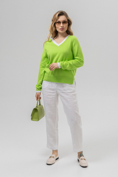 Джемпер Romgil РВ0157-ХЛ2 салатовый,белый - фото 4