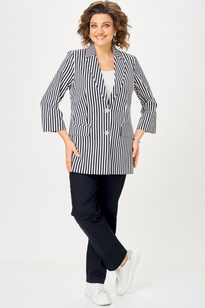 Брюки, жакет БелЭльСтиль 762-3_23_22+609 синий_полоска - фото 5