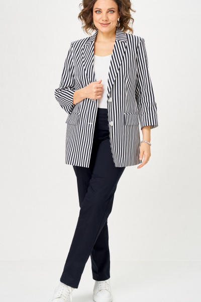 Брюки, жакет БелЭльСтиль 762-3_23_22+609 синий_полоска - фото 3