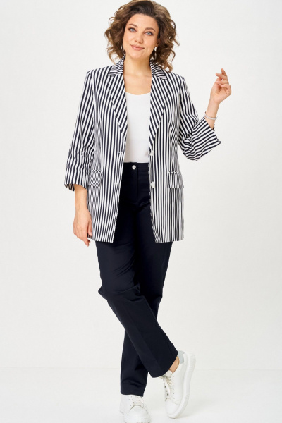 Брюки, жакет БелЭльСтиль 762-3_23_22+609 синий_полоска - фото 2