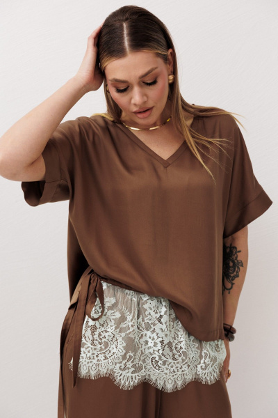 Блуза, брюки Fantazia Mod 5419  шоколадный - фото 3