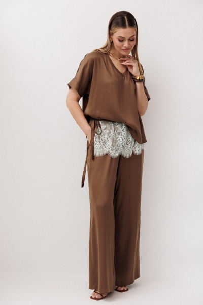 Блуза, брюки Fantazia Mod 5419  шоколадный - фото 2